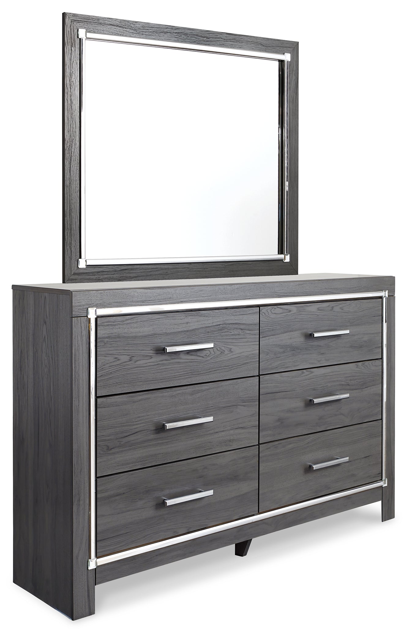 Lodanna Panel Bed With 2 Storage Drawers With Mirrored Dresser