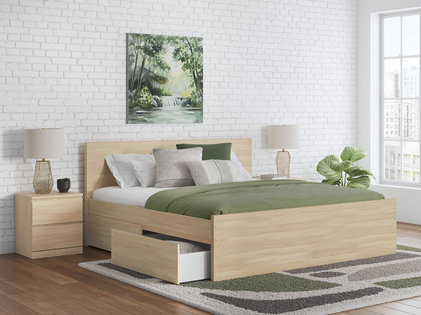 Onita Queen Panel Platform Bed with 1 Side Storage