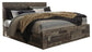 Derekson King Panel Bed with 4 Storage Drawers with Mirrored Dresser, Chest and Nightstand